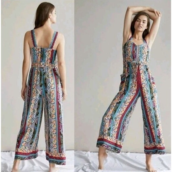 Anthropologie Wide Leg Crop Jumpsuit Sz Xsmall Calais Resort Boho Beach Vacation - Picture 13 of 13